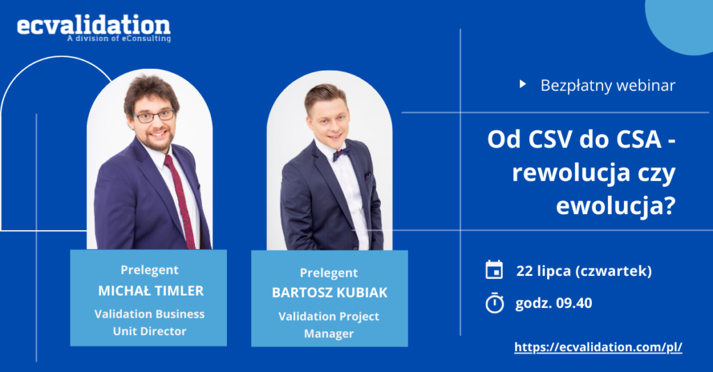 webinar invitation with speakers' photos on a blue background